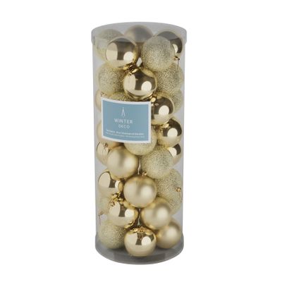 Champagne 8cm Plastic Ball in tube (matt,shiny,glitter) x 40