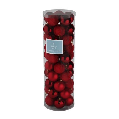 Burgundy 10cm Plastic Ball in tube (matt,shiny,glitter) x 50