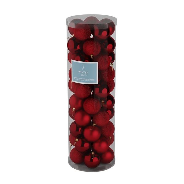 Burgundy 10cm Plastic Ball in tube (matt,shiny,glitter) x 50