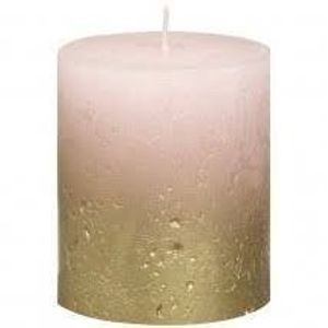 Bolsius Rustic Metallic Candle 80 x 68 - Faded Gold Pink