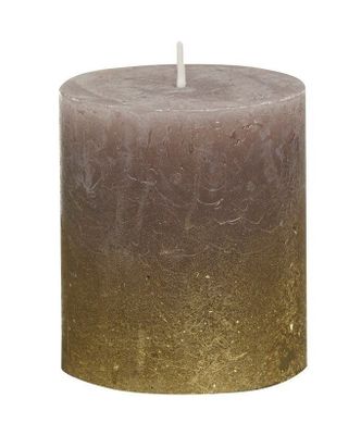 Bolsius Rustic Metallic Candle 80 x 68 - Faded Gold Taupe