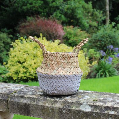 11.5cm Grey & Natural Two Tone Belly Basket