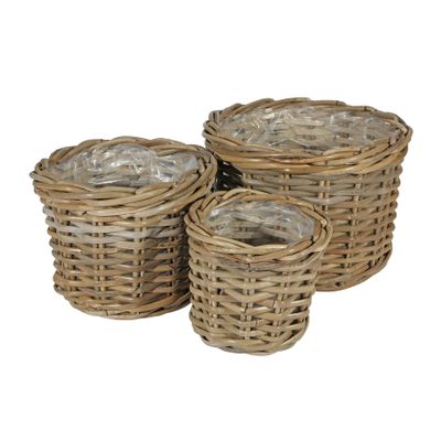 Set of 3 Round Baskets with Liners