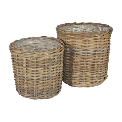 Set of 2 Round Baskets with Liners
