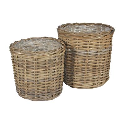 Set of 2 Round Baskets with Liners