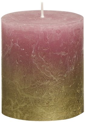 Bolsius Rustic Metallic Candle 80 x 68 - Faded Gold Old Pink 