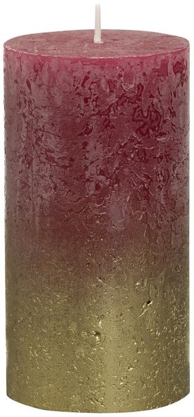 Bolsius Rustic Metallic Candle 130 x 68 - Faded Gold Wine-red 