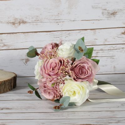 Small Ava Rose Bouquet with Seeded Eucalyptus