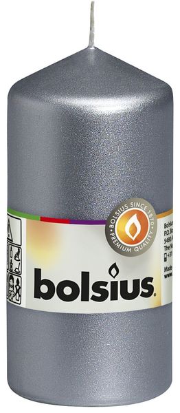 Bolsius Pillar candle Silver 120/58
