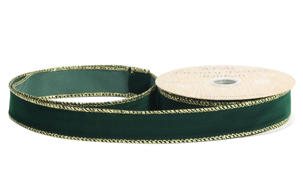 Green Velvet ribbon 25mm x 10 yrds 