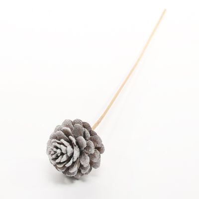 Frosted Glittered Pine Cone Pick (40cm)