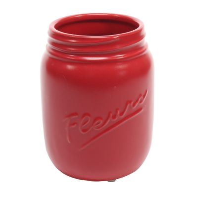 Cosy Red Fleurs Ceramic Jar (15cm x 9cm)