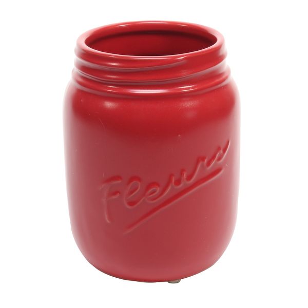 Cosy Red Fleurs Ceramic Jar (15cm x 9cm)
