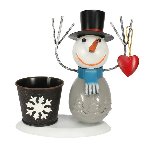 Novelty Zinc Snowman - Grey Body with 7cm Pot (12)