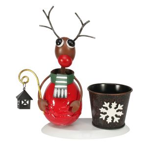 Novelty Zinc Reindeer - Red Body with 7cm Pot (12)