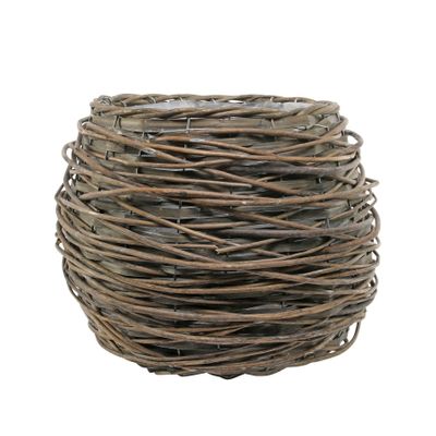 21cm Round Full Willow Basket Light Brown