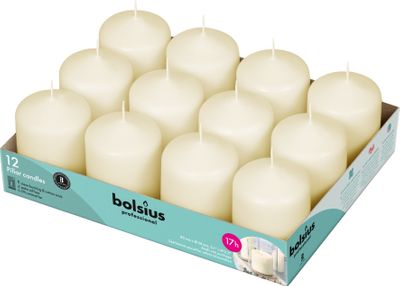 Bolsius Professional Pillar Candle - Ivory  - 78/58mm  - Tray of 12