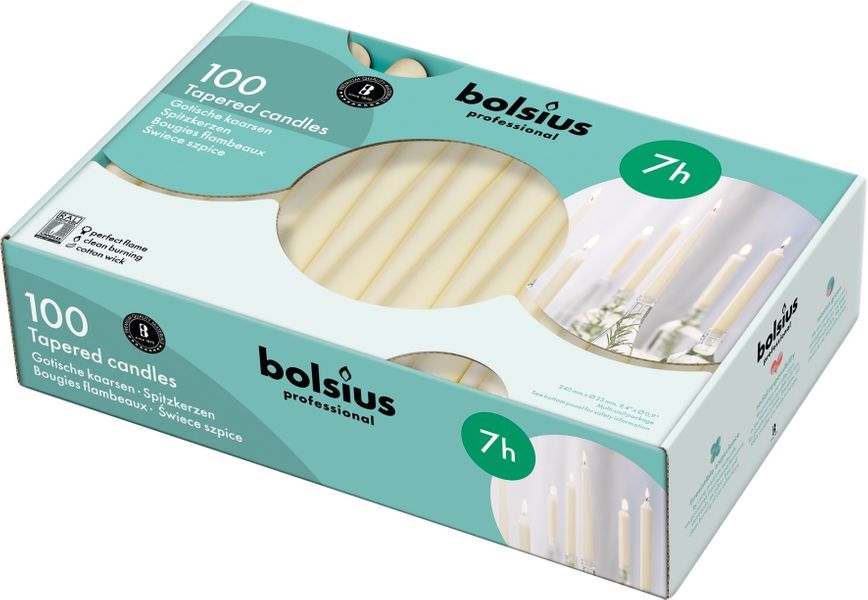 Bolsius Professional Tapered Candle 240/23 - Ivory - Box of 100