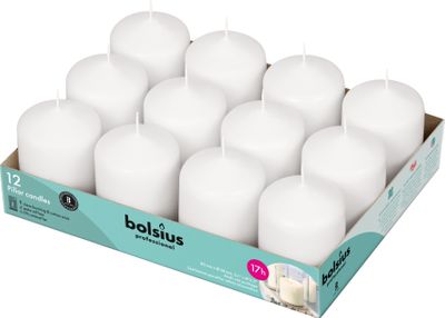 Bolsius Professional Pillar Candle - White  - 78/58mm  - Tray of 12