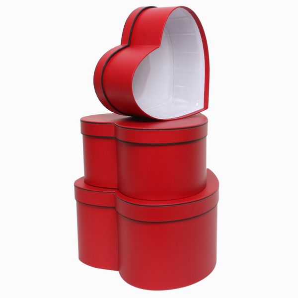 Red Heart with Black Trim Hat Box Set (x3)