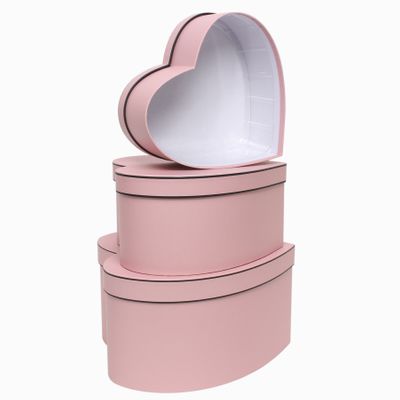 Pink Heart with Trim Hat Box Set (x3)