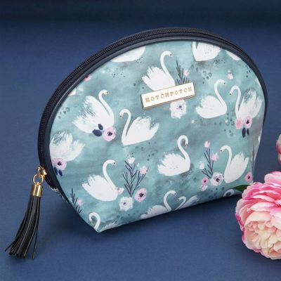 Swan Lake Blue Leatherette Cosmetic Bag