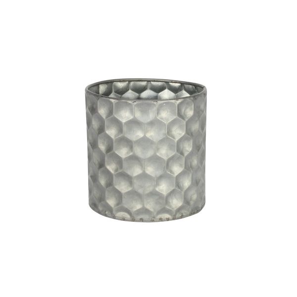 Cylinder Zinc Container W/Honeycomb Pattern (12x12cm)