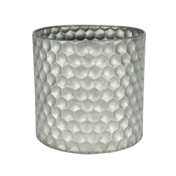 Cylinder Zinc Container W/Honeycomb Pattern (19x18cm)