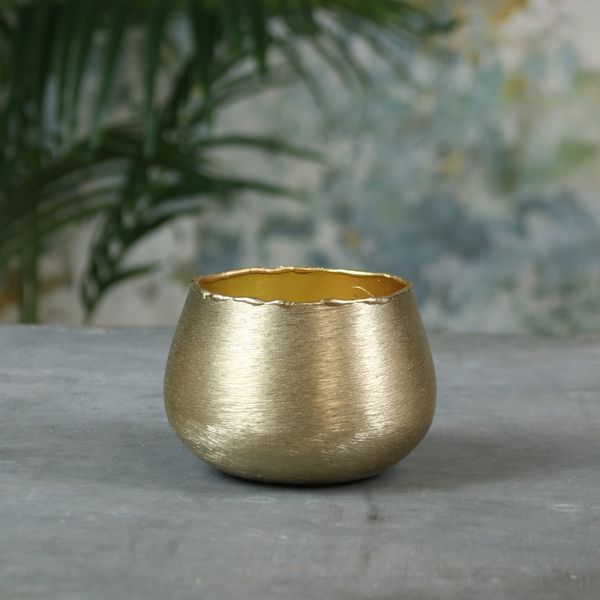 Hyde Park Brush Metal Pot Cover Small Brushed Gold