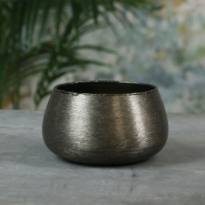 Hyde Park Brush Metal Pot Cover Medium Brushed Smoke Black