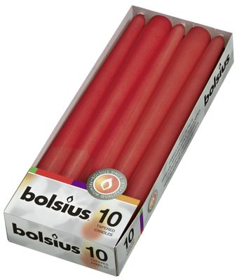 Bolsius Tapered Candles Pack 10 - Red