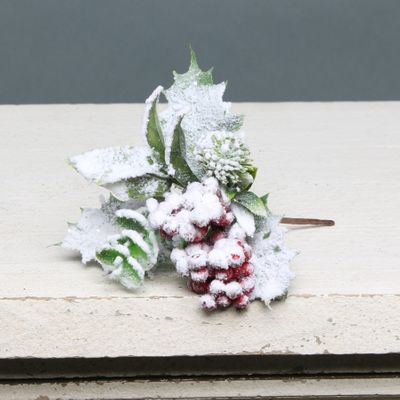 Eucalyptus, holly and Red Berry Snowy pick 