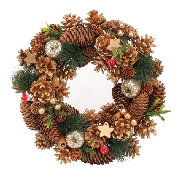 30cm Woodland / Wooden Gold Stars / Fruit wreath