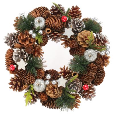 30cm Woodland / Wooden Silver Stars / Fruit wreath