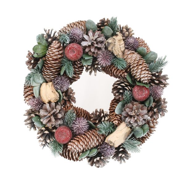 30cm Green/Lilac Cone/Apple wreath