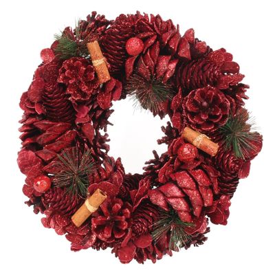 30cm Red Glitter / Cinnamon wreath