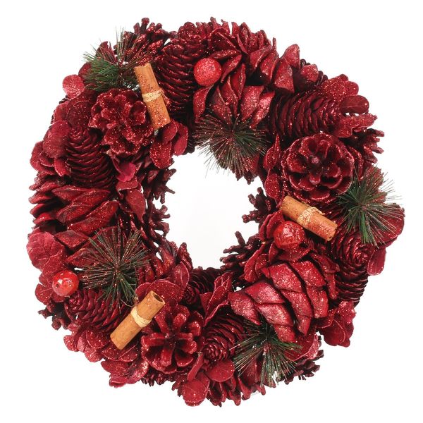 30cm Red Glitter / Cinnamon wreath