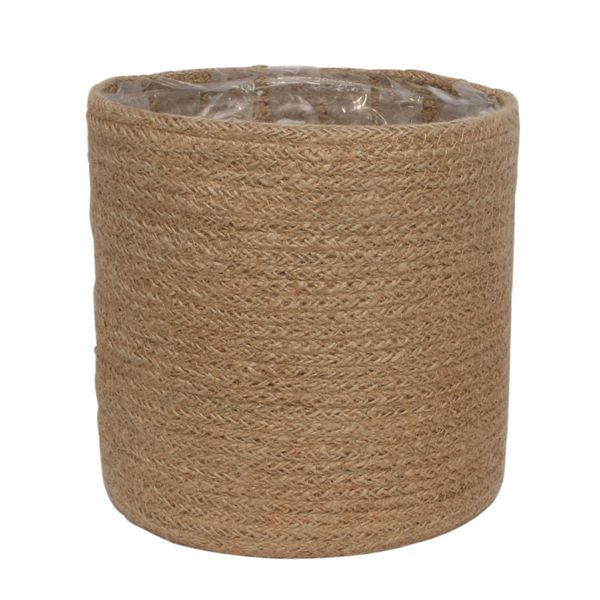 20cm Natural Jute Braided Rope Round Basket w/Liner