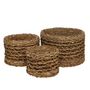 Set of 3 Round Natural Seagrass Baskets w/Liner