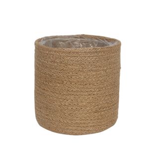 16cm Natural Jute Braided Rope Round Basket w/Liner