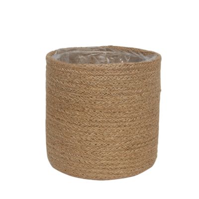 16cm Natural Jute Braided Rope Round Basket w/Liner