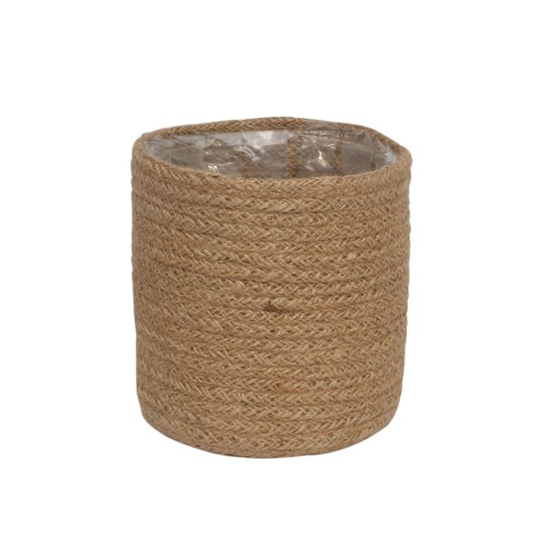 14cm Natural Jute Braided Rope Round Basket w/Liner