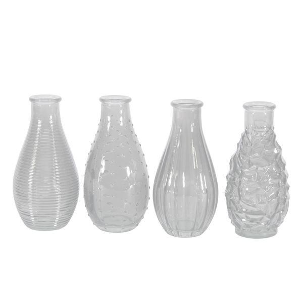 14cm Set of 4  Vintage Bud Vases Clear