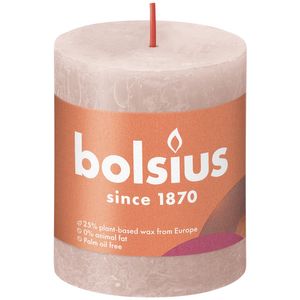 Bolsius Rustic Shine Pillar Candle 80 x 68 -  Misty Pink 