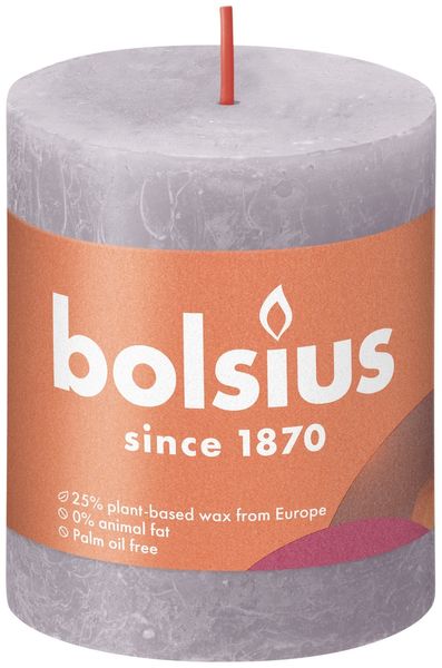 Bolsius Rustic Shine Pillar Candle 80 x 68 - Frosted Lavender