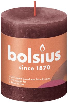 Bolsius Rustic Shine Pillar Candle 80 x 68 - Velvet Red