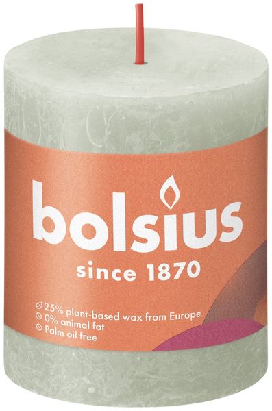 Bolsius Rustic Shine Pillar Candle 80 x 68 - Foggy green