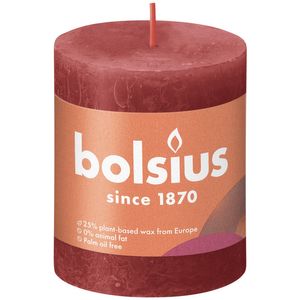 Bolsius Rustic Shine Pillar Candle 80 x 68 - Delicate Red