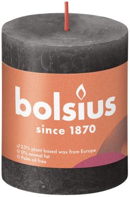 Bolsius Rustic Shine Pillar Candle 80 x 68 - Stormy Grey