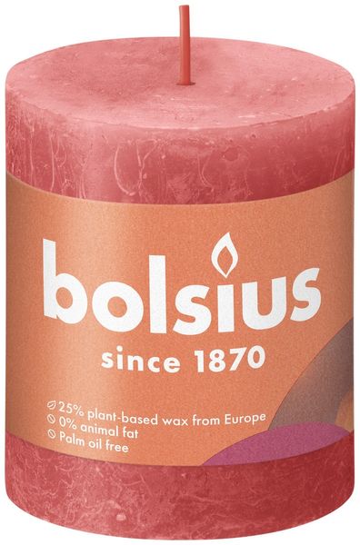 Bolsius Rustic Shine Pillar Candle 80 x 68 - Blossom Pink